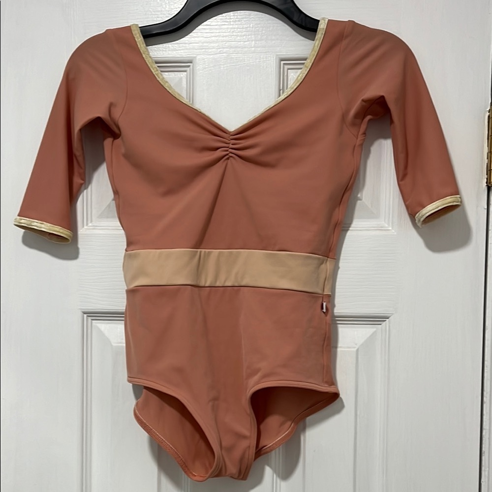 Yumiko Lucy size S techni fabric,velvet trim;peach, light peach/nude,vanilla